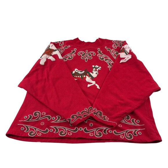 Carousel Camel Vintage Embroidered Red Spumoni Sweatshirt Size Large Christmas - Picture 1 of 5